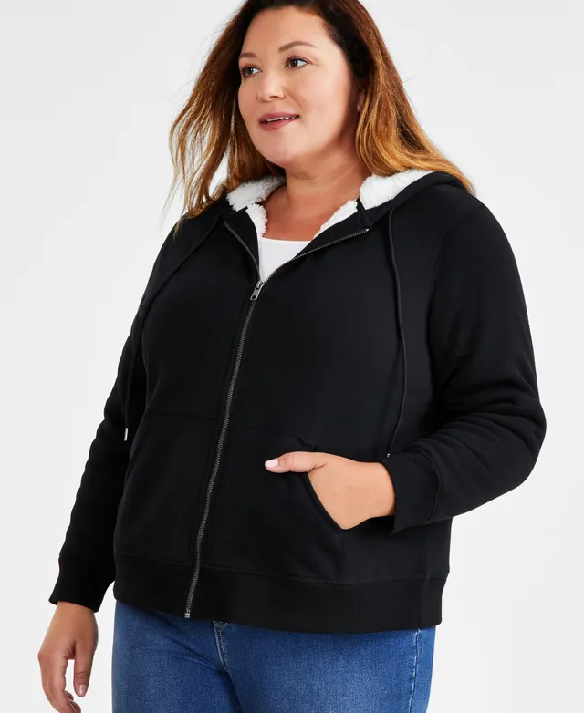 Style & Co Women's Sherpa Lined Zip-Up Hoodie, Created for Macy's - Macy's