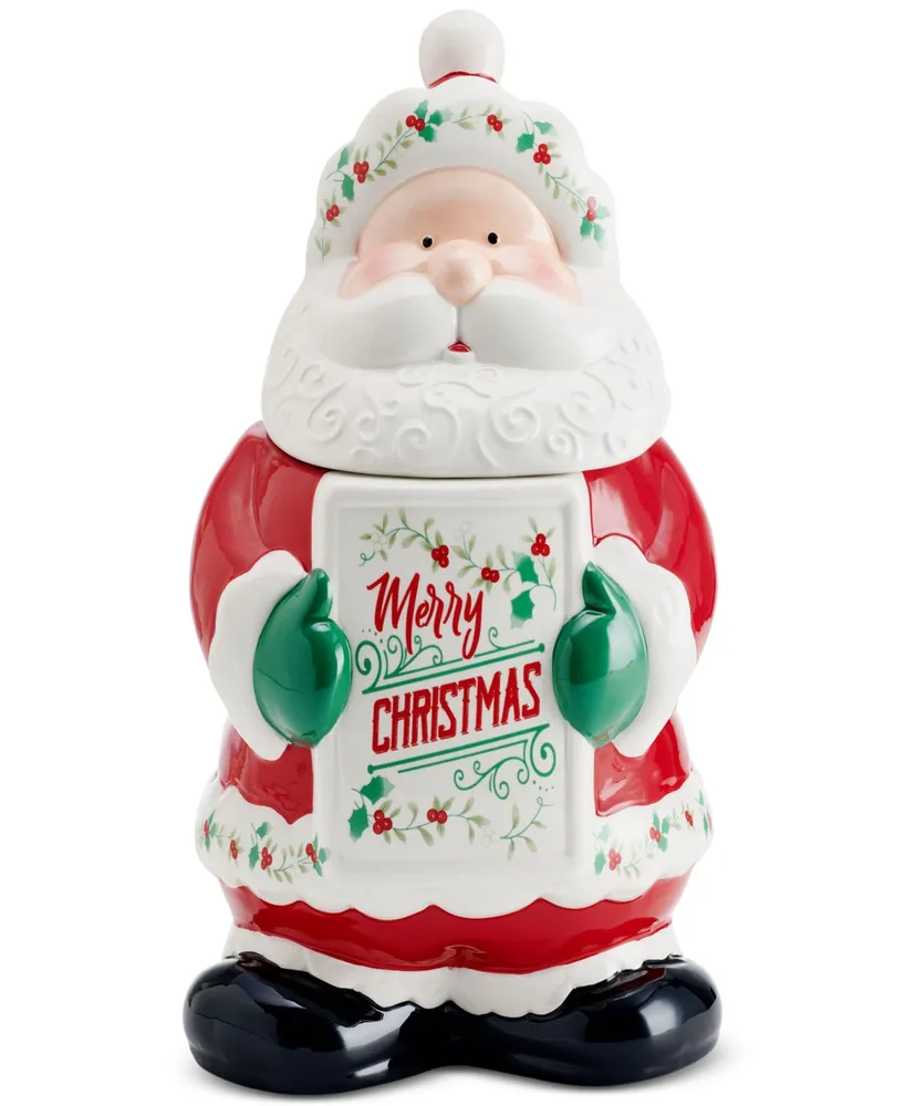 Winterberry Santa Merry Christmas Cookie Jar