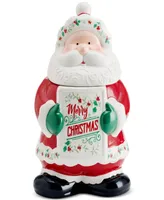 Winterberry Santa Merry Christmas Cookie Jar