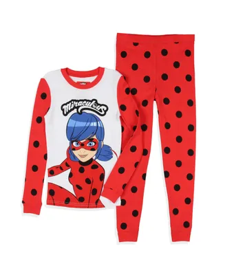Miraculous Tales of Ladybug Little Girls Miraculous: & Cat Noir Tight Fit Character Cartoon Sleep Pajama Set