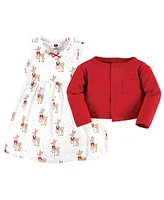 Hudson Baby Baby Girls Hudson Cotton Dress and Cardigan Set