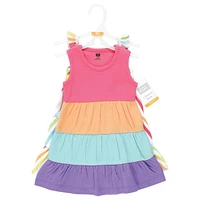 Hudson Baby Toddler, Child Girl Cotton Dresses, Rainbow Stripe