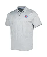 Men's Tommy Bahama Gray Chicago Cubs IslandZone Pineapple Palm Coast Polo Shirt