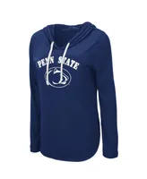 Women's Colosseum Navy Penn State Nittany Lions My Lover Lightweight Hooded Long Sleeve T-shirt