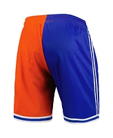 Men's Mitchell & Ness Blue, Orange New York Knicks Hardwood Classics 1991 Split Swingman Shorts