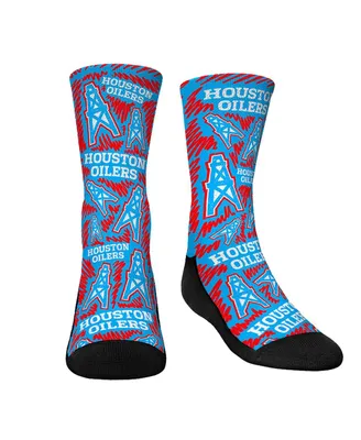 Youth Boys and Girls Rock 'Em Socks Houston Oilers Gridiron Classics Throwback Logo Sketch Crew Socks