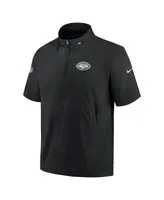 Men's Nike Black New York Jets Sideline Coach Short Sleeve Hoodie Quarter-Zip Jacket