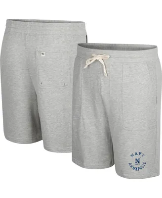 Men's Colosseum Heather Gray Navy Midshipmen Love To Hear This Terry Shorts
