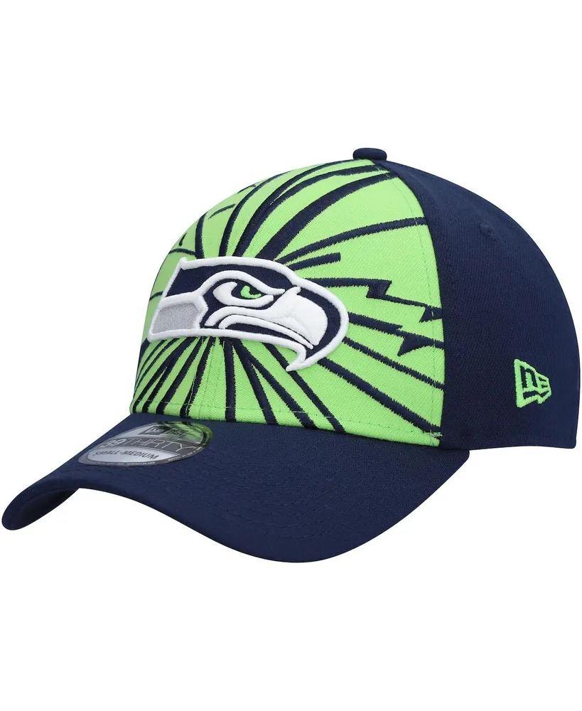 Men's New Era Neon Green, College Navy Seattle Seahawks Shattered 39THIRTY Flex Hat