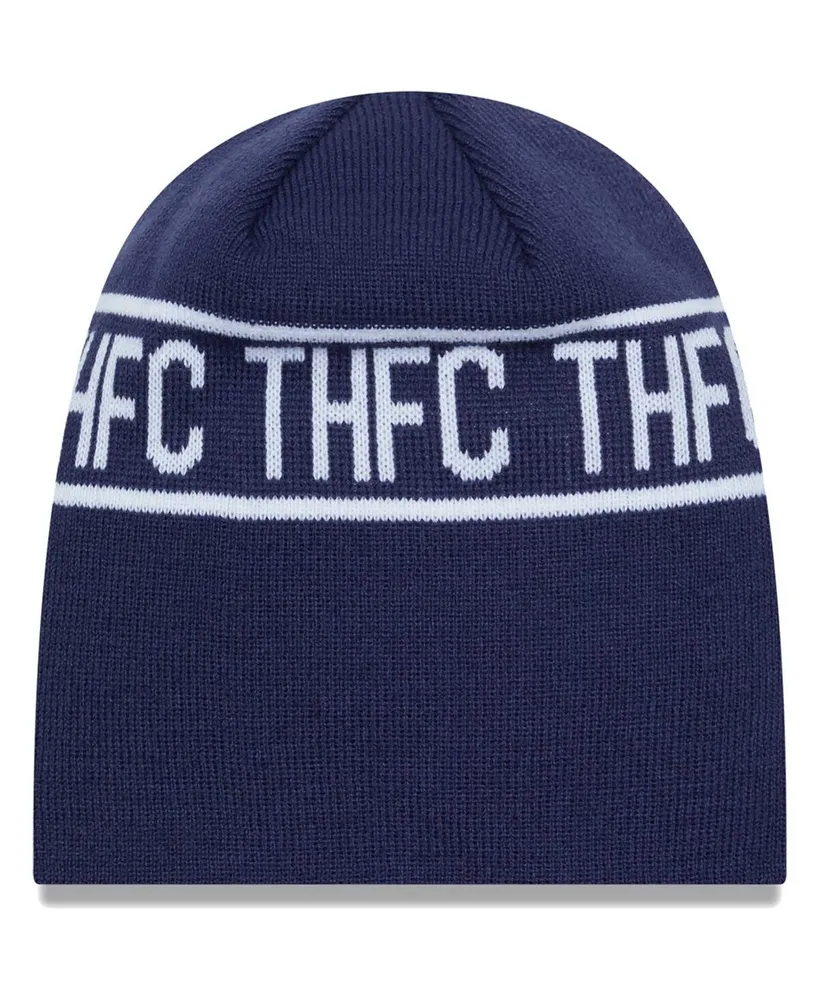 Men's New Era Navy Tottenham Hotspur Wordmark Skull Knit Hat