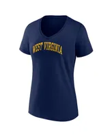 Women's Fanatics Navy West Virginia Mountaineers Basic Arch V-Neck T-shirt