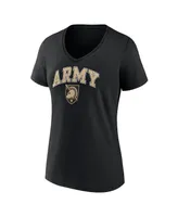 Women's Fanatics Black Army Black Knights Evergreen Campus V-Neck T-shirt