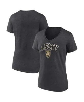 Women's Fanatics Heather Charcoal Army Black Knights Evergreen Campus V-Neck T-shirt