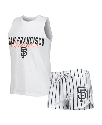 Women's Concepts Sport White San Francisco Giants Reel Pinstripe Tank Top and Shorts Sleep Set