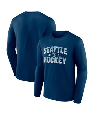 Men's Fanatics Deep Sea Blue Seattle Kraken Skate Or Die Long Sleeve T-shirt