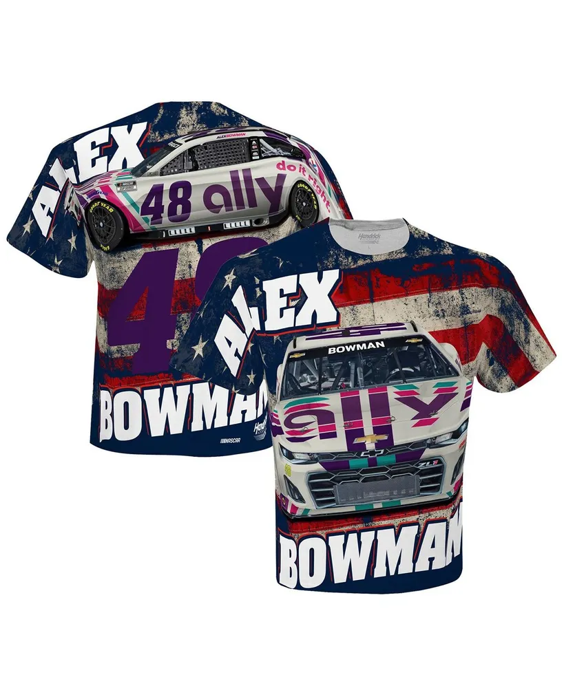 Men's Hendrick Motorsports Team Collection White Alex Bowman Ally Sublimated Patriotic Total Print T-shirt