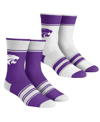 Men's and Women's Rock 'Em Socks Kansas State Wildcats Multi-Stripe 2-Pack Team Crew Sock Set