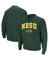 Men's Colosseum Green Ndsu Bison Arch & Logo Crew Neck Sweatshirt