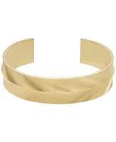 Fossil Harlow Linear Texture Gold-Tone Stainless Steel Cuff Bracelet
