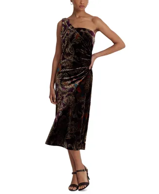 Lauren Ralph Lauren Women's One-Shoulder Velvet Dress
