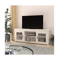Merrick Lane Galena Traditional Full Glass Door 65" Tv Stand For Up To 80" Tvs