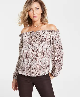 I.n.c. International Concepts Women's Long-Sleeve Off-The-Shoulder Blouse, Created for Macy's