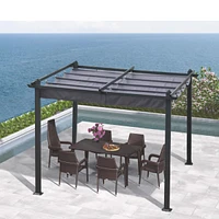 Streamdale Furniture 10x10 Ft Outdoor Patio Retractable Pergola With Canopy For Gardens, Terrace