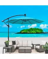 10 Ft Outdoor Patio Umbrella Solar Powered Led Lighted Sun Shade Market Waterproof 8 Ribs