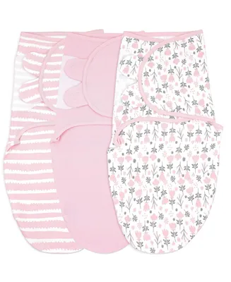 Bublo Baby Girls Swaddle Sleep Sacks with Zipper, 3 Pack Newborn