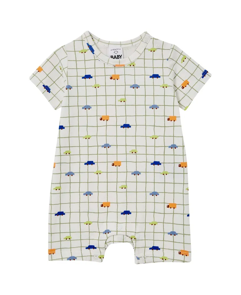 Cotton On Baby Boys Printed Short Sleeved Romper