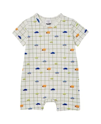 Cotton On Baby Boys Printed Short Sleeved Romper