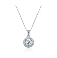 5A Cubic Zirconia Round Pendant Necklace Silver
