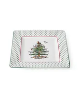 Spode Christmas Tree Polka Dot Square Platter, 10" L