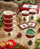 Spode Christmas Tree Tartan Stacking Mugs, Set of 4