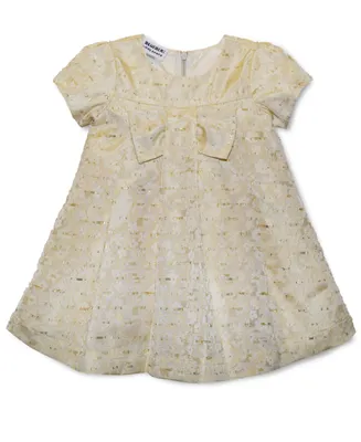 Blueberi Boulevard Baby Girls Bow-Front Shimmering Swing Dress