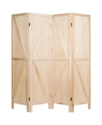 Costway 4Panels Folding Wooden Divider W/ V-shaped Design 5.6Ft Tall