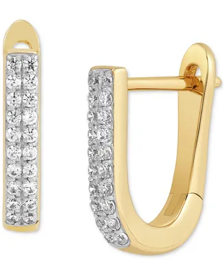 Diamond Oval Hoop Earrings (1/8 ct. t.w.) in 14k Gold-Plated Sterling Silver - Gold