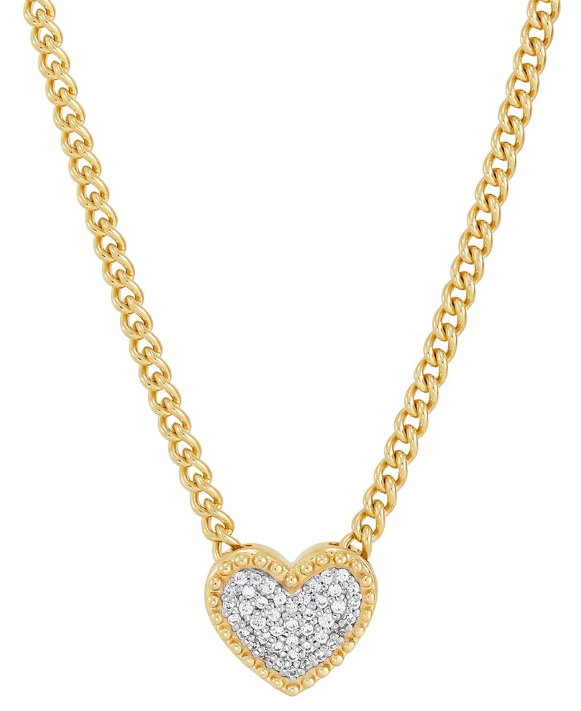 Diamond Pave Heart 18" Pendant Necklace (1/10 ct. t.w.) in 14k Gold-Plated Sterling Silver - Gold