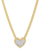 Diamond Pave Heart 18" Pendant Necklace (1/10 ct. t.w.) in 14k Gold-Plated Sterling Silver - Gold