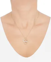 Diamond Mom Heart 18" Pendant Necklace (1/10 ct. t.w.) in Sterling Silver & 14k Gold-Plate - Sterling Silver  Gold