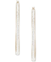 Crystal Pave Oval-Shape Click Top Hoop Earrings