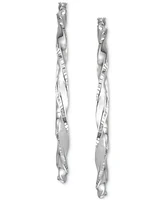 Two-Tone Twisted Hoop Earrings (45mm) 14k Yellow and White Gold- Plated Sterling Silver (Also Silver)