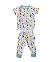 Earth Baby Outfitters Boys or Girls Printed Short Sleeved Pajamas, 2 Piece Set