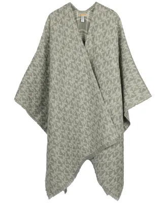 Michael Michael Kors Women's Logo Plaid Reversible Cape Sweater