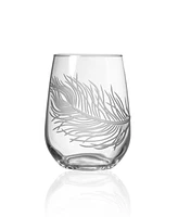 Rolf Glass Peacock Stemless Wine Tumbler 17oz