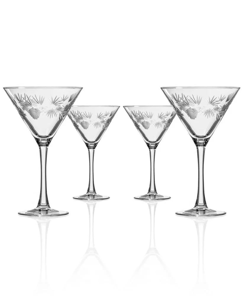 Icy Pine Etched Martini Glasses