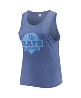 Women's Soft As A Grape Navy Tampa Bay Rays Plus High Neck Tri-Blend Tank Top