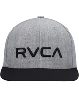 Big Boys and Girls Rvca Heathered Gray, Black Logo Twill Snapback Hat