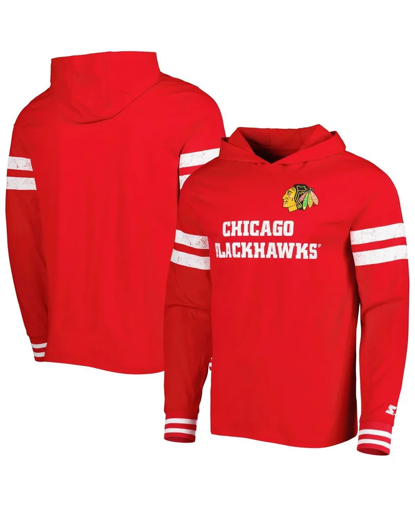 Men's Starter Red Chicago Blackhawks Offense Long Sleeve Hoodie T-shirt