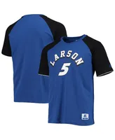 Men's Starter Blue, Black Kyle Larson The Catcher Raglan T-shirt